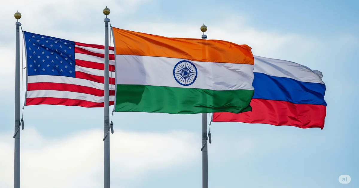Прапори США, Індії та Росії символізують переговори щодо послаблення санкцій
