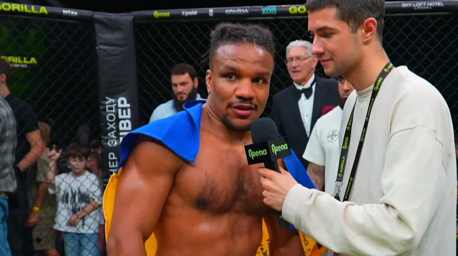 Жан Беленюк дает интервью после победы в дебютном бою ММА на ARENA Championship