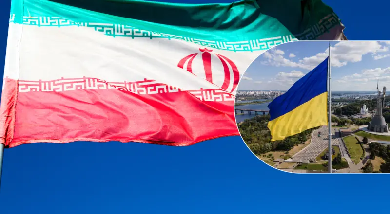 Прапори Ірану та України на тлі погроз Тегерана через атаку судна в Каспії