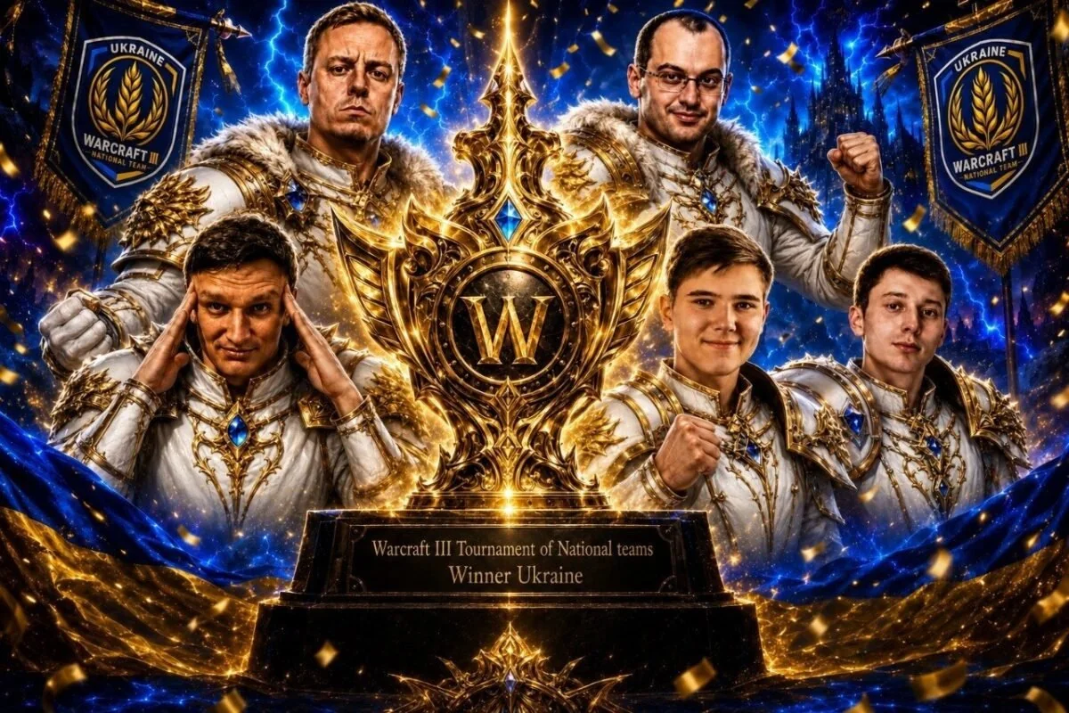 Збірна України з кубком переможця турніру Warcraft III: Reforged